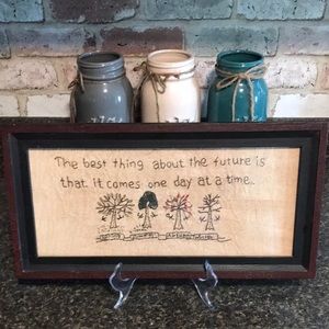 15 1/2 x 8 in Farmhouse embroidery picture.